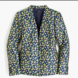 J. Crew Lemon Print Jacquard Going Out Blazer